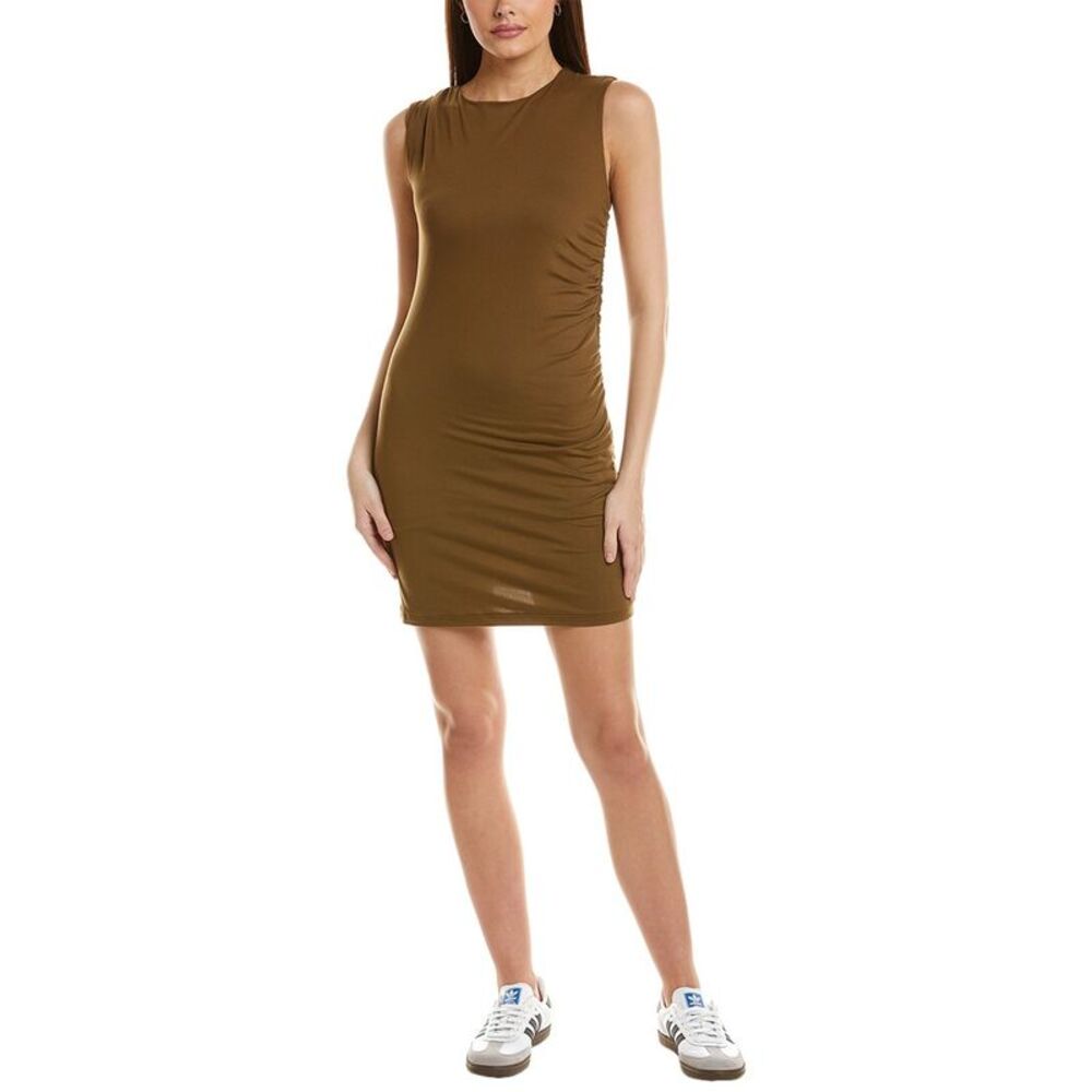 Avantlook Womens Ruched Mini Dress, Brown